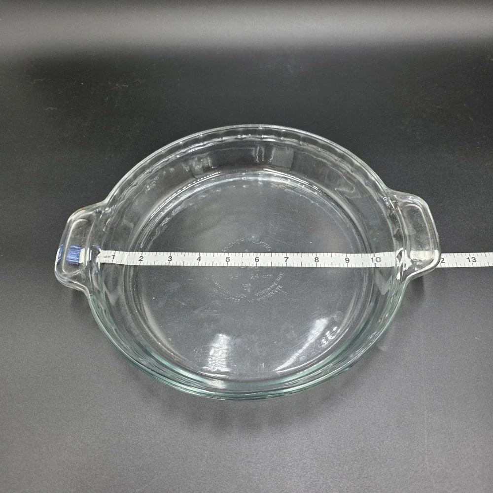 Anchor Hocking 9.5 Inch Clear Glass Pie Dish with Handles Made in USA‎ 24cm